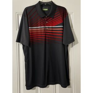 PGA TOUR Pro Series XXL Athletic Fit Black Red Striped Golf Polo Shirt